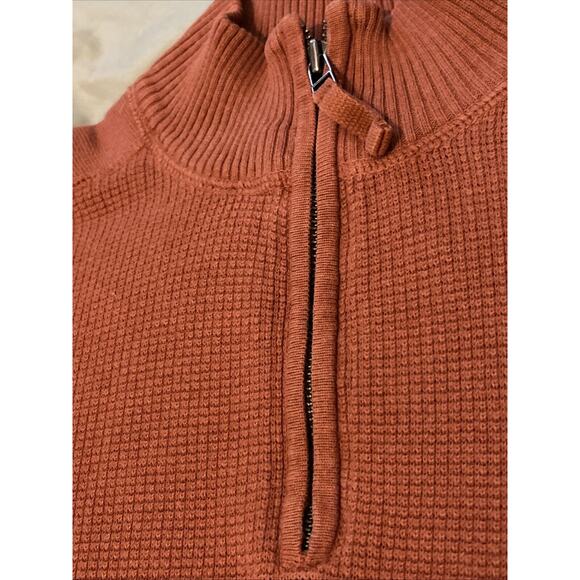 Eddie Bauer Orange 100% Cotton 1/4 Zip Solid Pullover Sweater Men's Size M VTG - Picture 3 of 6